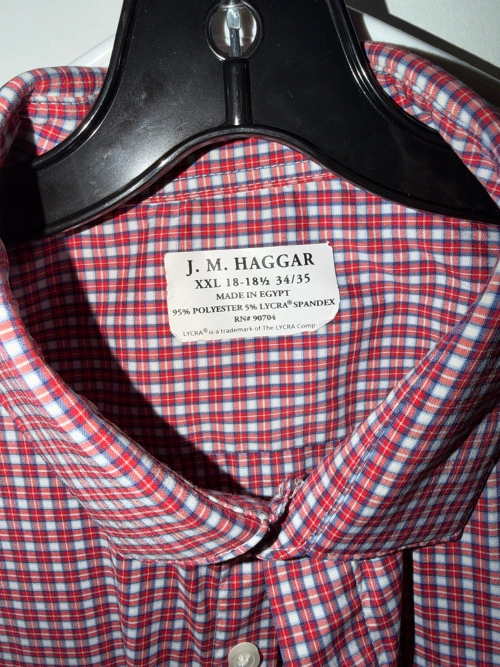 Haggar Men's Red Checked Button-Down Shirt - Picture 2 of 2
